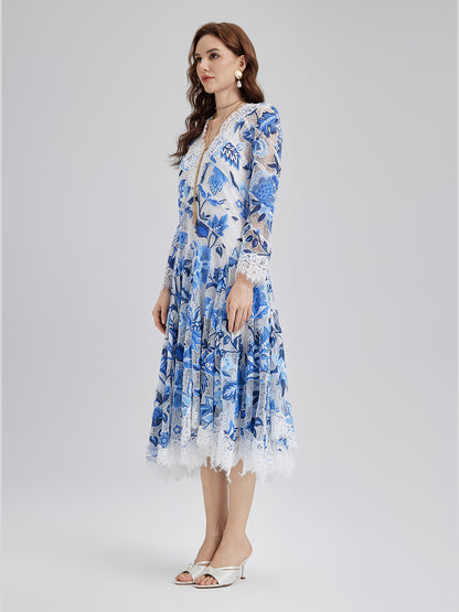 Lace Jacquard Panel Dress