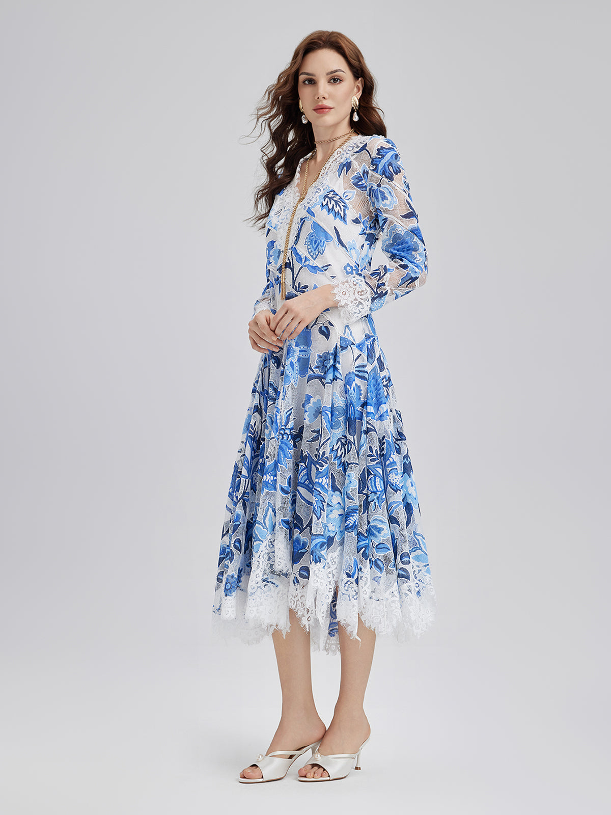 Lace Jacquard Panel Dress
