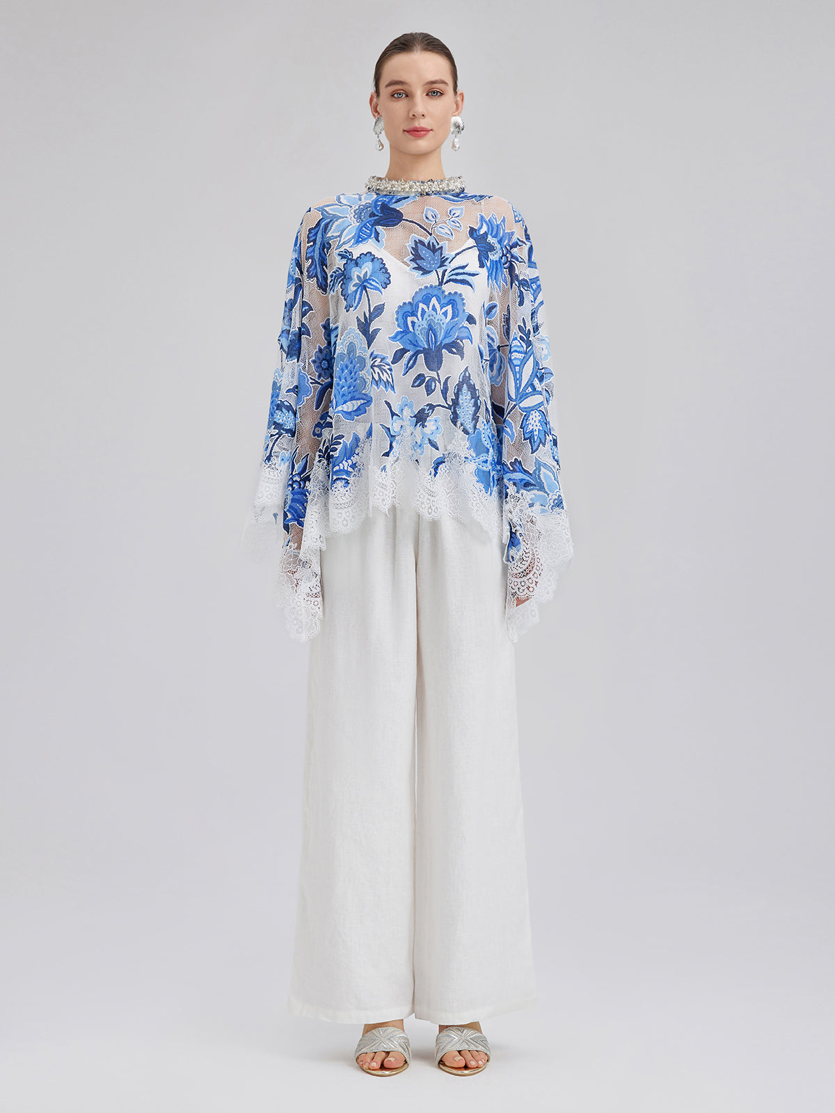 Lace Jacquard Cape Top