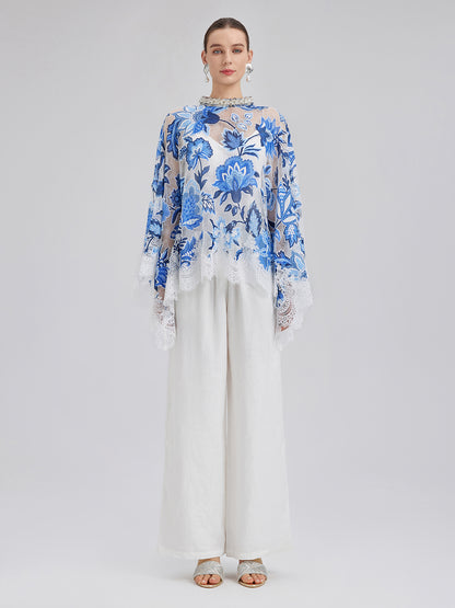 Lace Jacquard Cape Top
