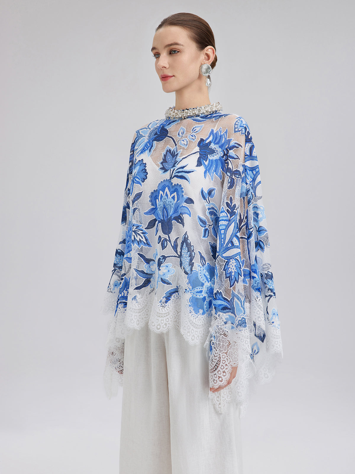 Lace Jacquard Cape Top