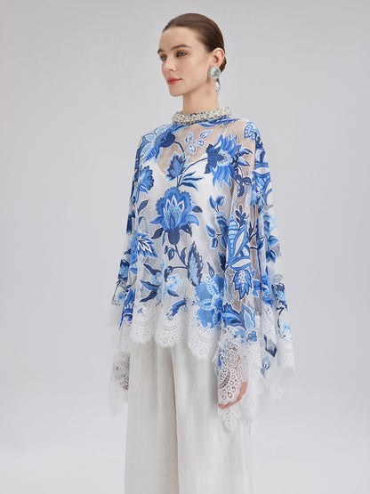 Lace Jacquard Cape Top