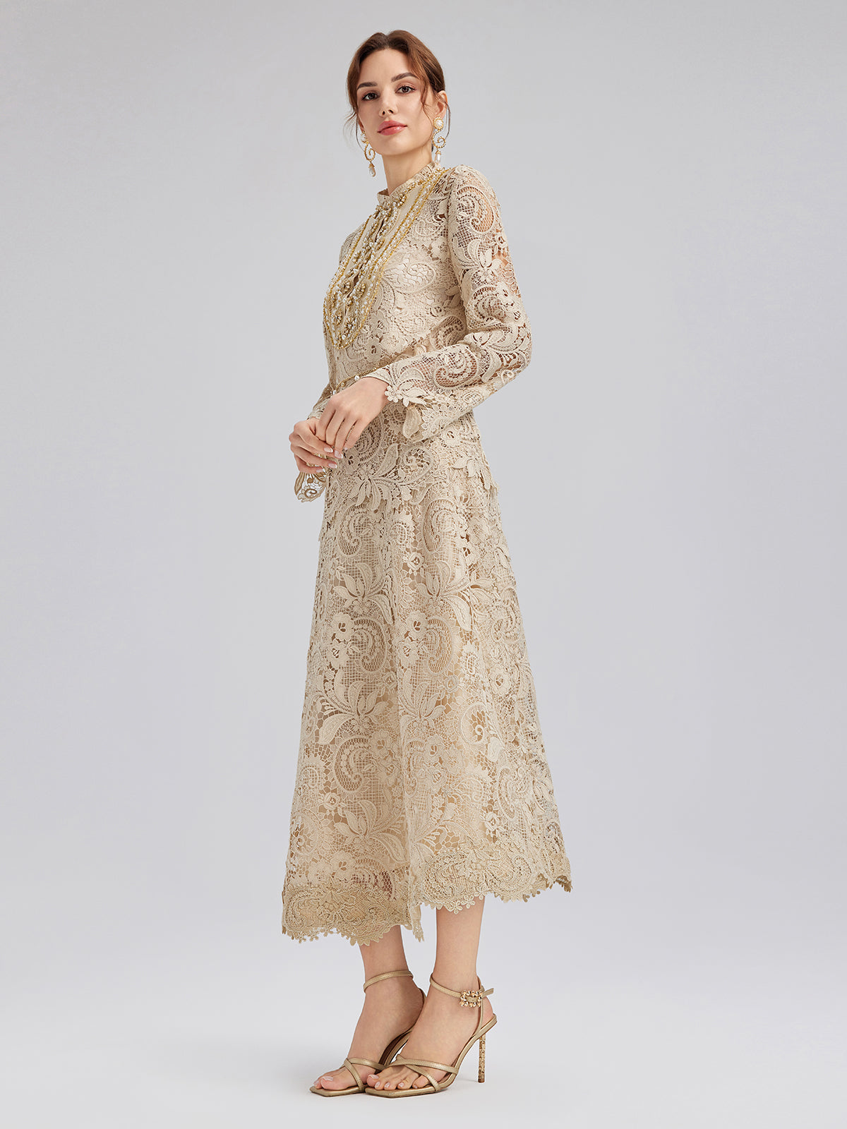 Baroque Guipure Lace A-Line Skirt