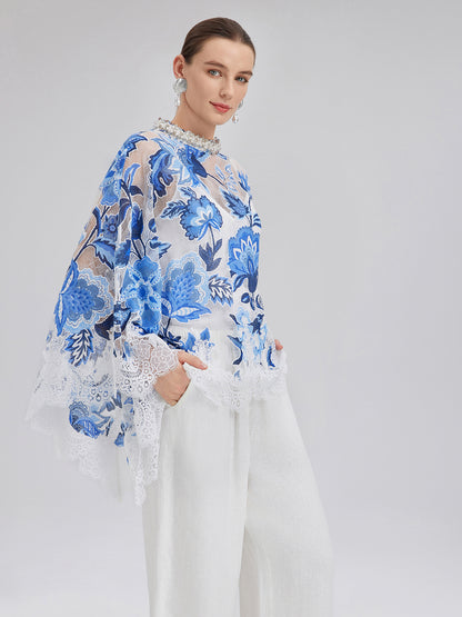 Lace Jacquard Cape Top