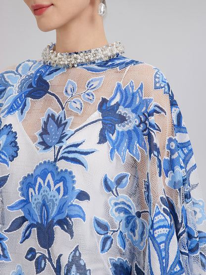 Lace Jacquard Cape Top