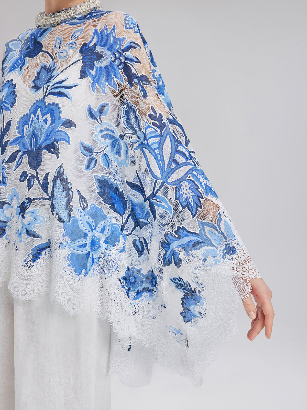 Lace Jacquard Cape Top