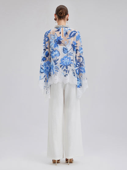 Lace Jacquard Cape Top