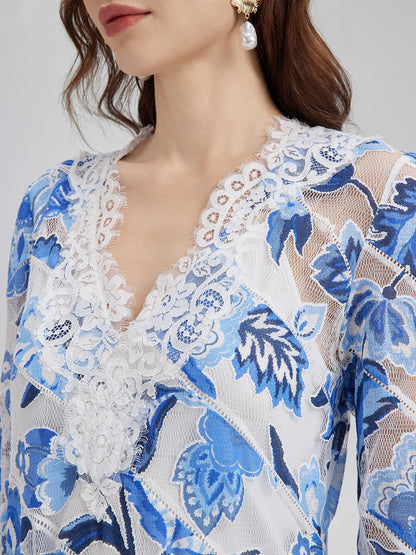 Lace Jacquard Panel Dress