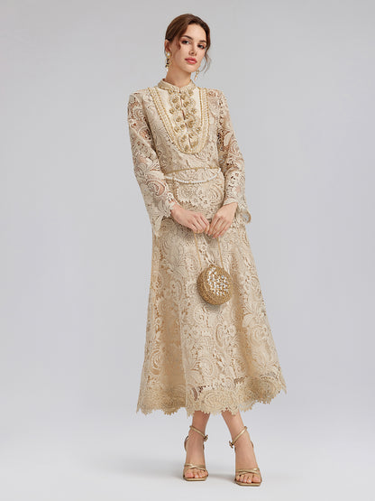 Baroque Guipure Lace A-Line Skirt