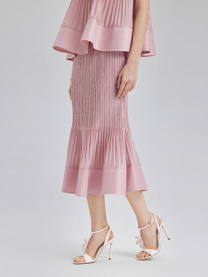 Pleated Sleeveless Embellished Set