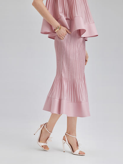Pleated Sleeveless Embellished Set