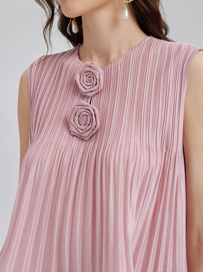 Pleated Sleeveless Embellished Set