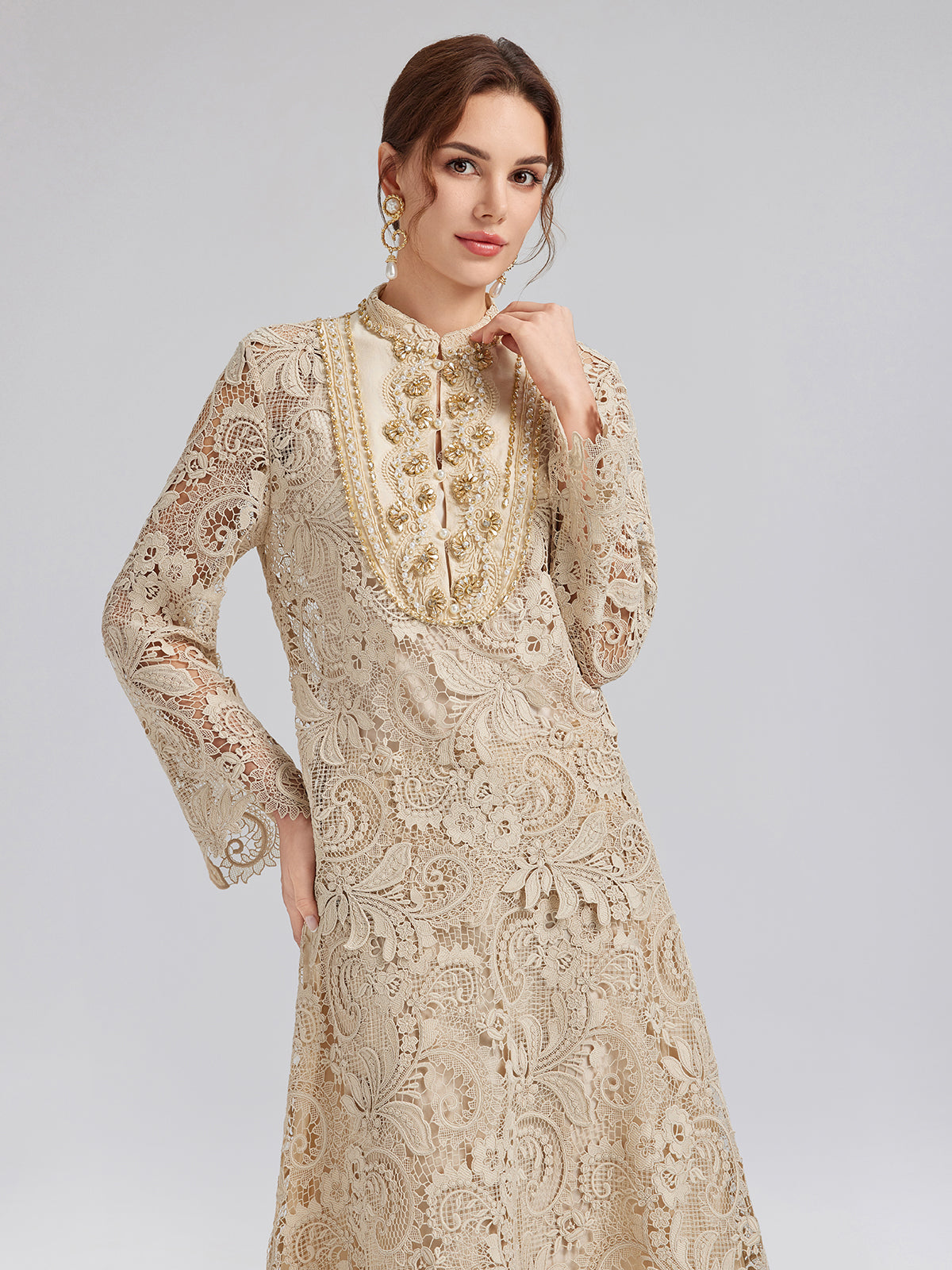 Guipure Lace Baroque Beaded Top
