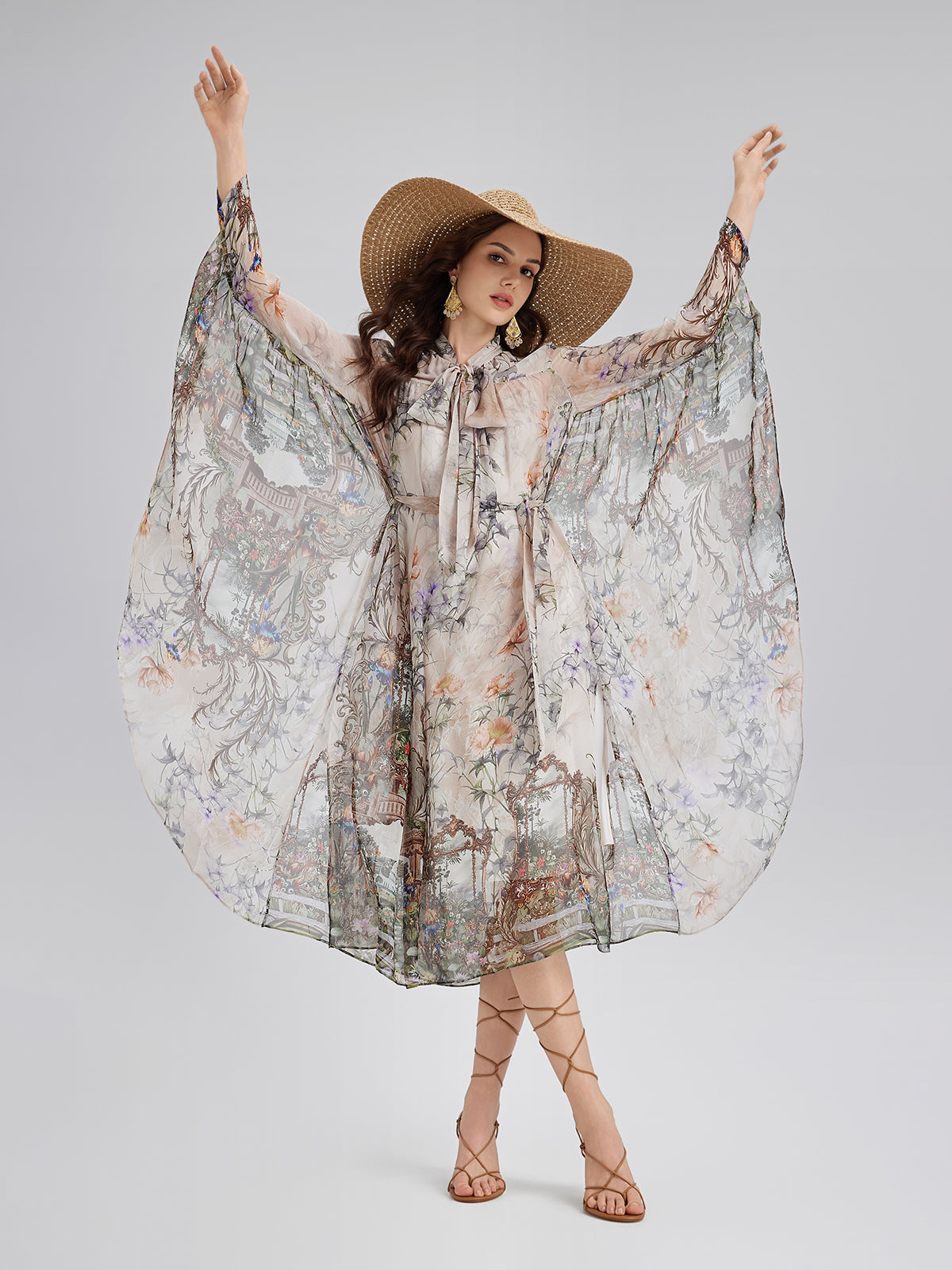 Final Sale | Silk Court Print Pleated Maxi Dress