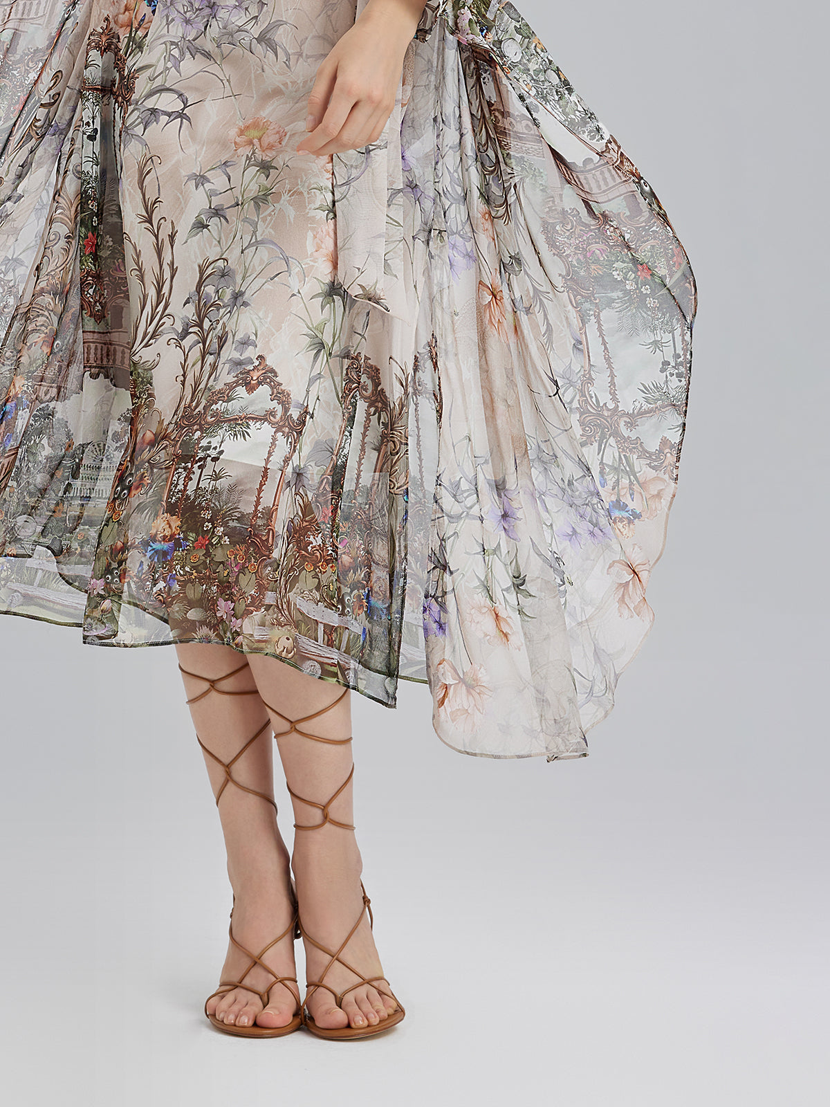 Final Sale | Silk Court Print Pleated Maxi Dress