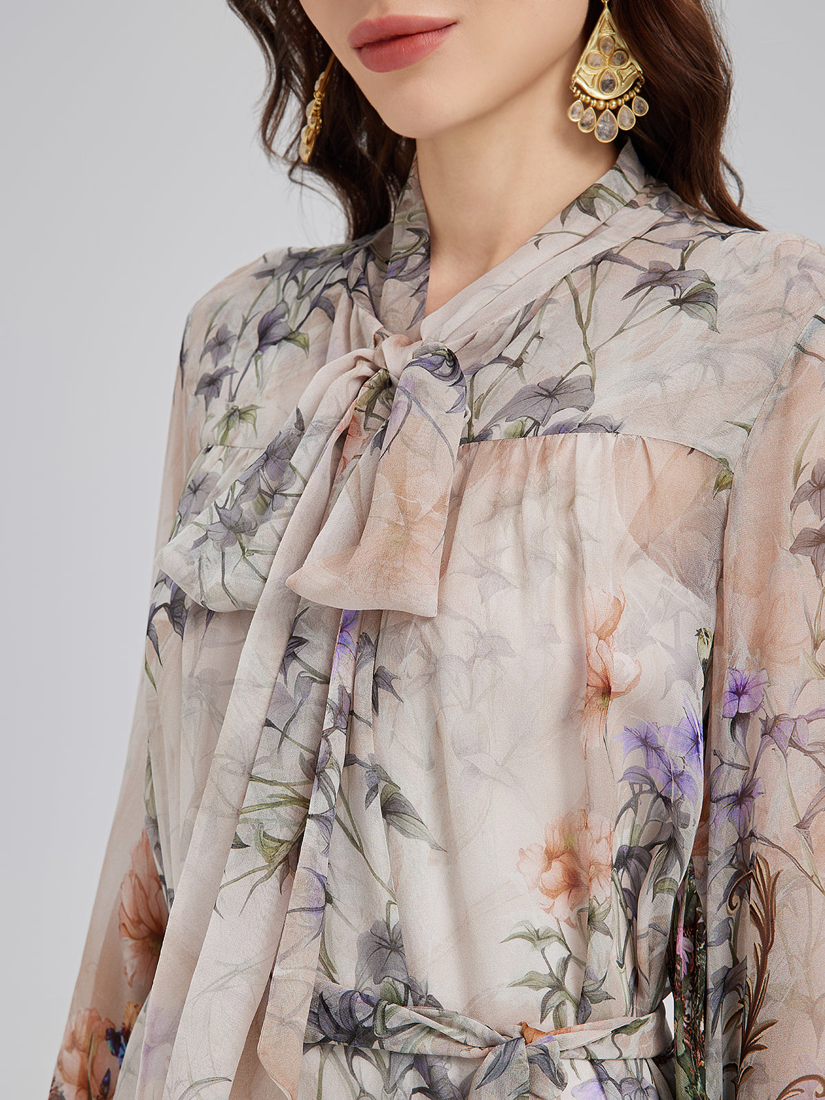 Final Sale | Silk Court Print Pleated Maxi Dress