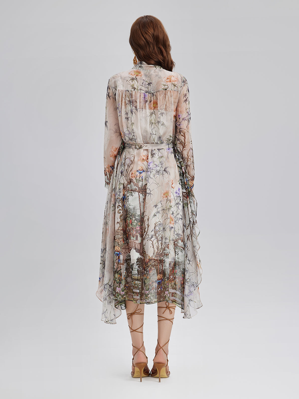 Final Sale | Silk Court Print Pleated Maxi Dress