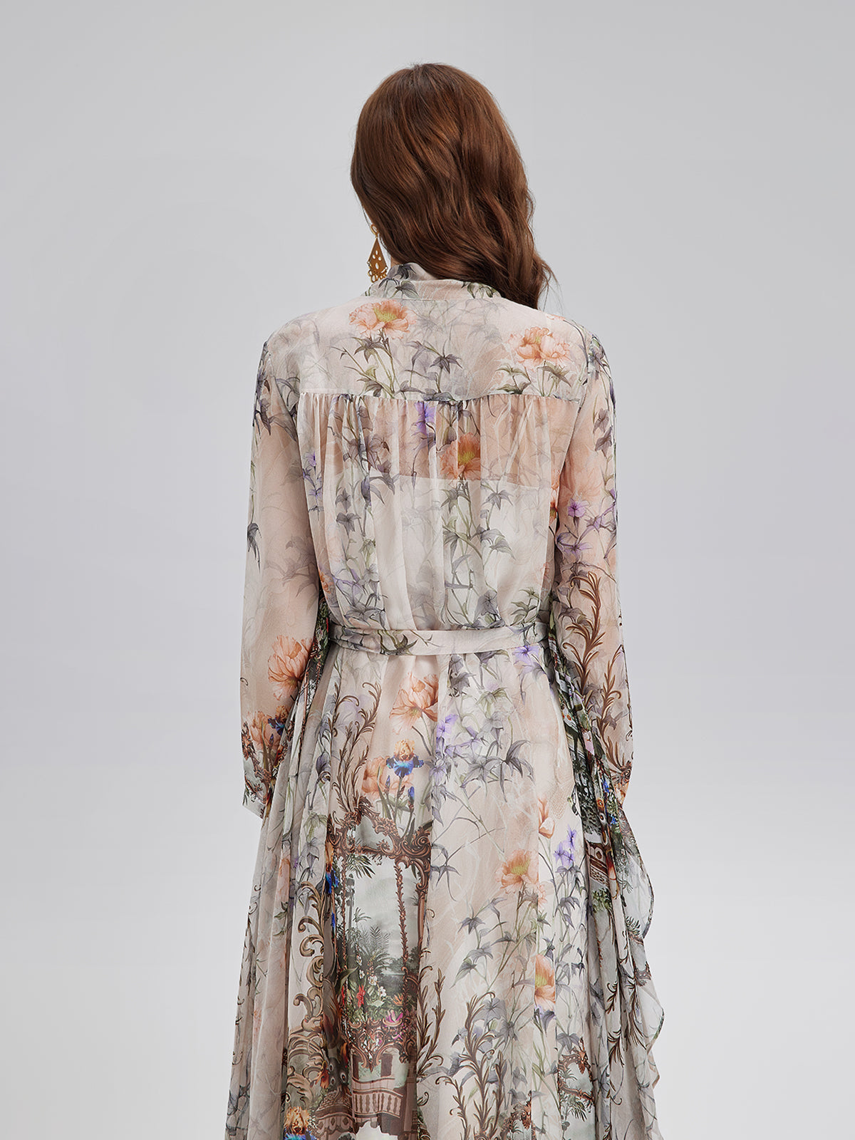 Final Sale | Silk Court Print Pleated Maxi Dress
