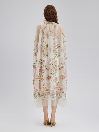 3D Floral Sequin Pleated Dress
