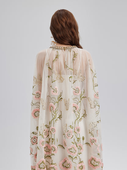3D Floral Sequin Pleated Dress