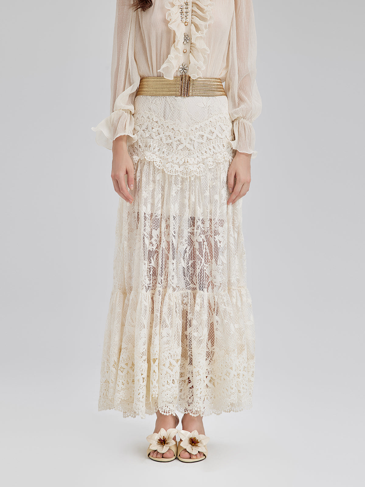 Lace Pleated Romantic French-Style Skirt