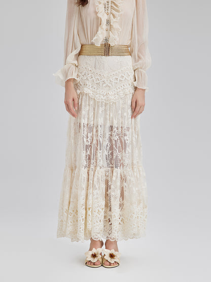 Lace Pleated Romantic French-Style Skirt