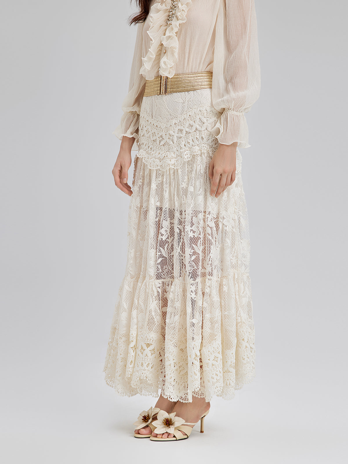 Lace Pleated Romantic French-Style Skirt