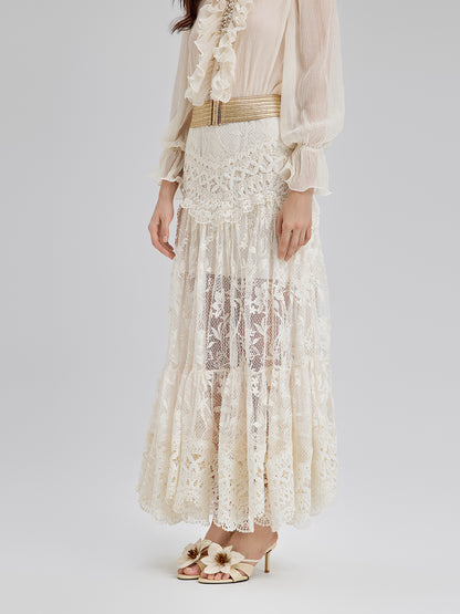 Lace Pleated Romantic French-Style Skirt