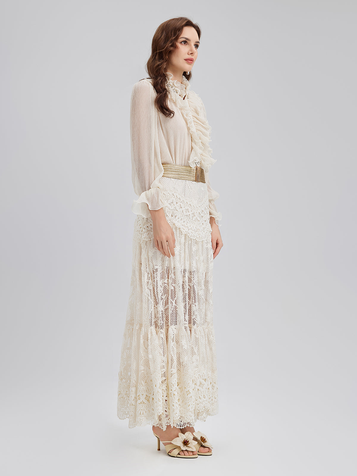 Lace Pleated Romantic French-Style Skirt