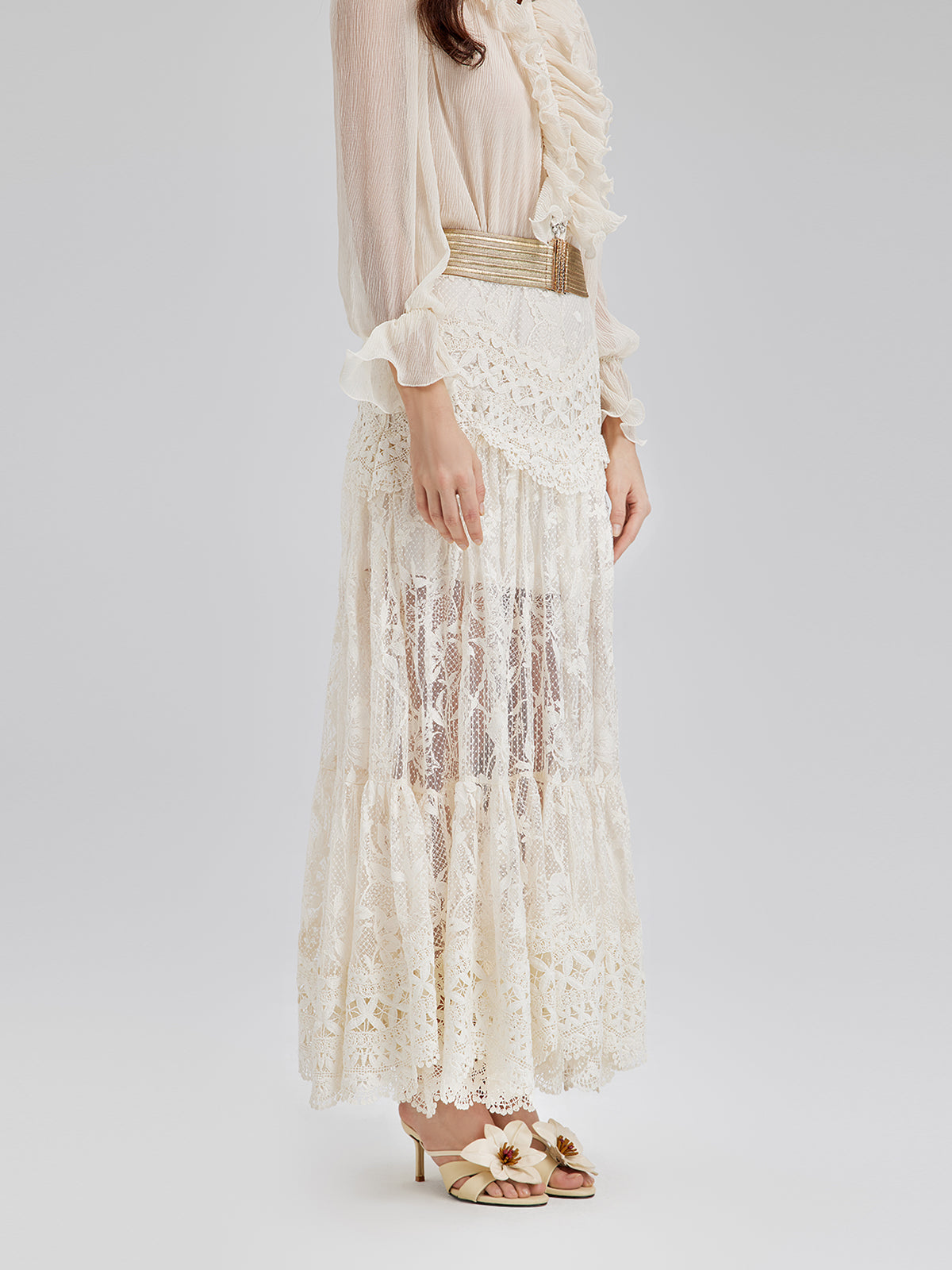 Lace Pleated Romantic French-Style Skirt