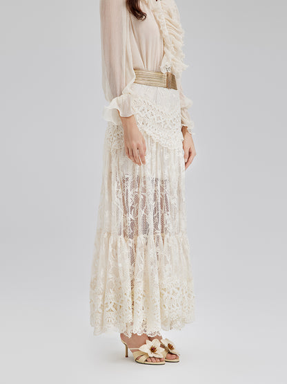 Lace Pleated Romantic French-Style Skirt
