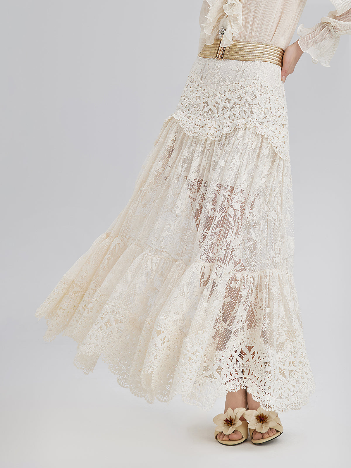 Lace Pleated Romantic French-Style Skirt