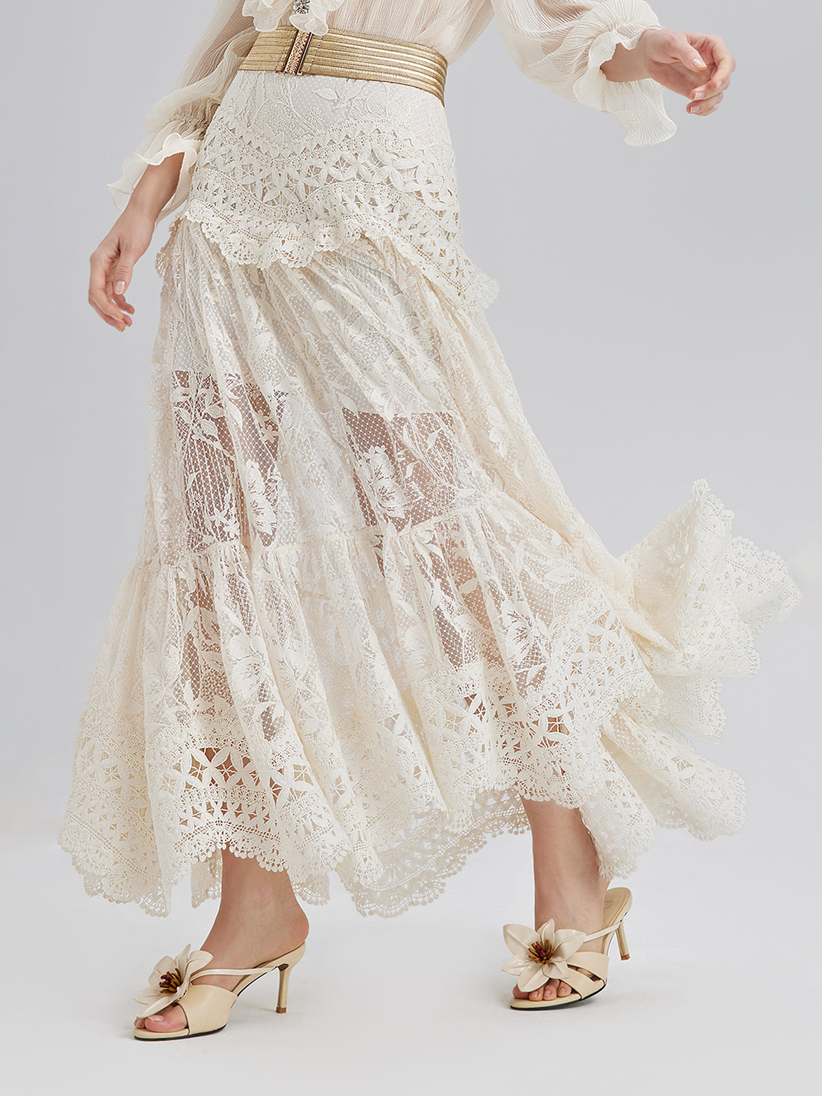 Lace Pleated Romantic French-Style Skirt