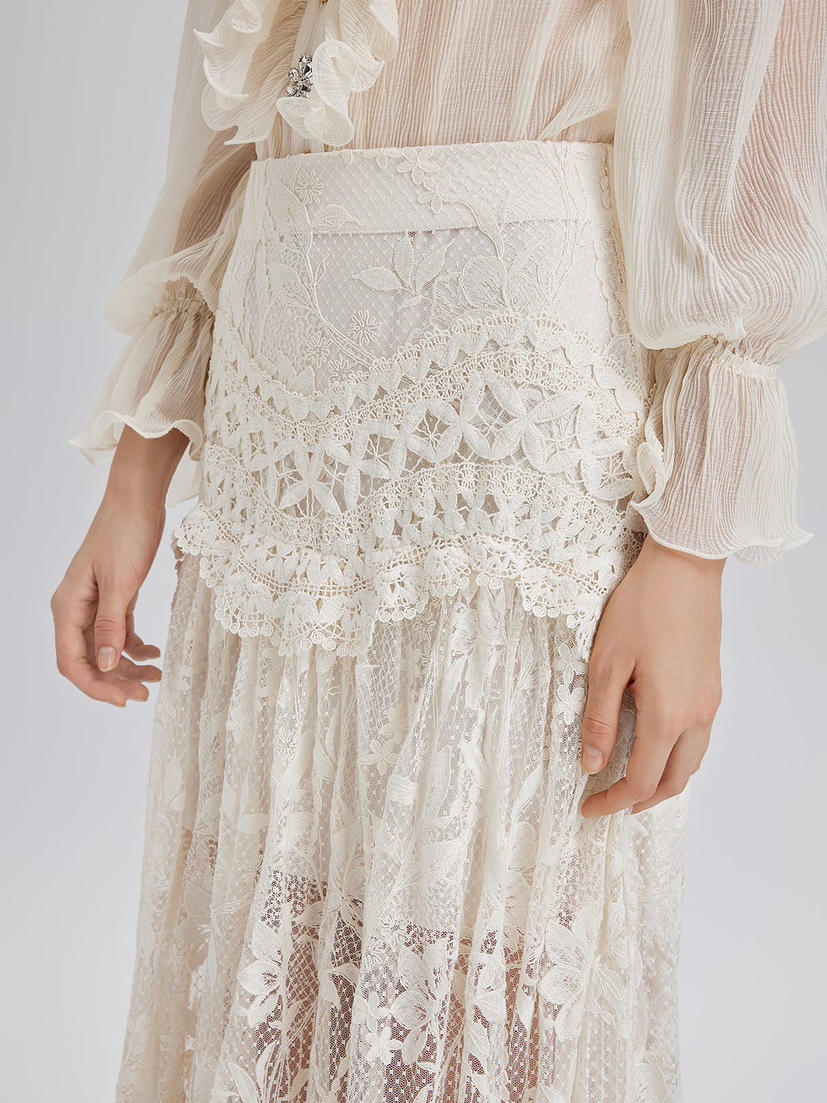 Lace Pleated Romantic French-Style Skirt