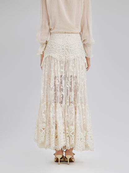 Lace Pleated Romantic French-Style Skirt