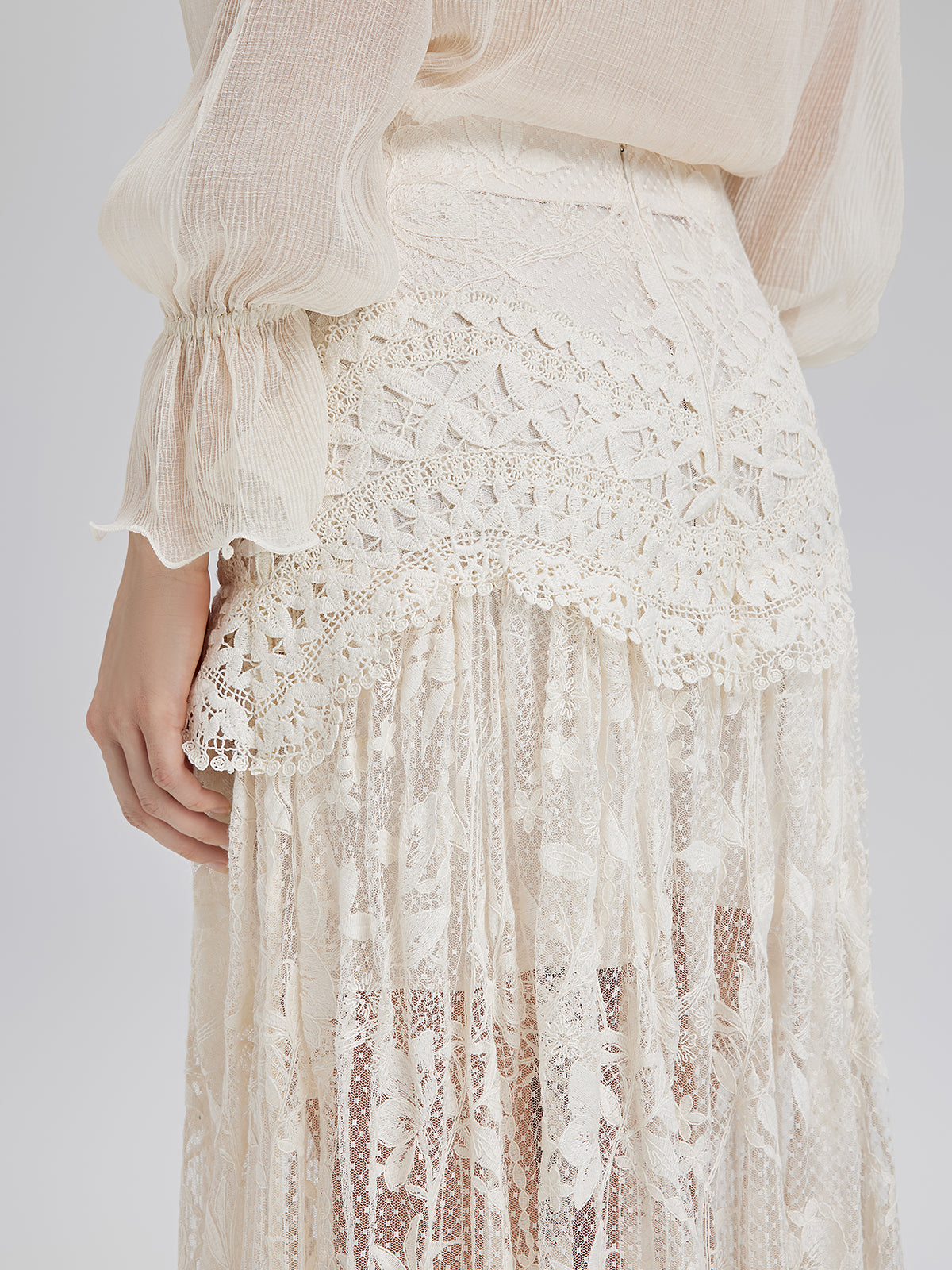 Lace Pleated Romantic French-Style Skirt