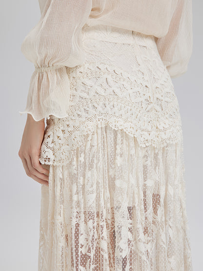 Lace Pleated Romantic French-Style Skirt