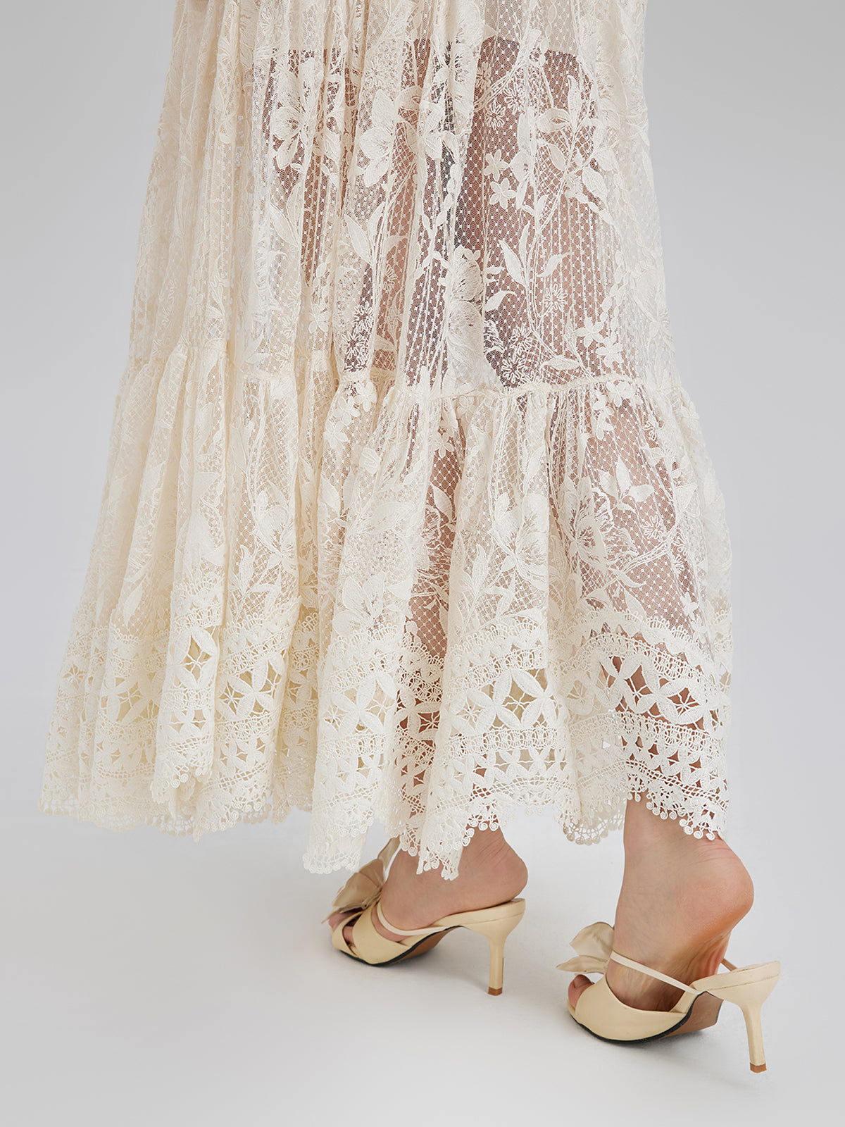 Lace Pleated Romantic French-Style Skirt