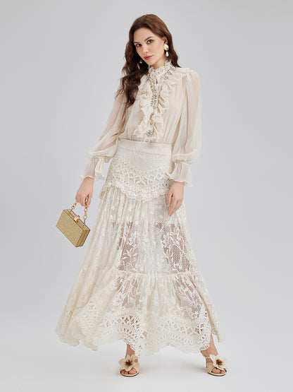 Lace Pleated Romantic French-Style Skirt