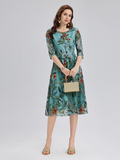 Hand-Beaded Floral Embroidered Dress