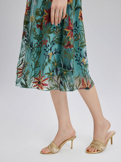 Hand-Beaded Floral Embroidered Dress