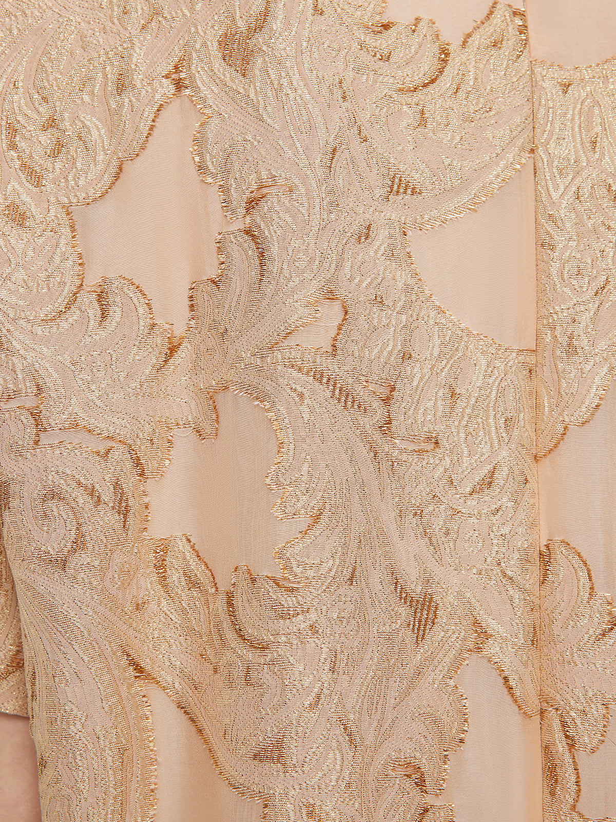 Metallic Jacquard Beaded Padded Shoulders Dress