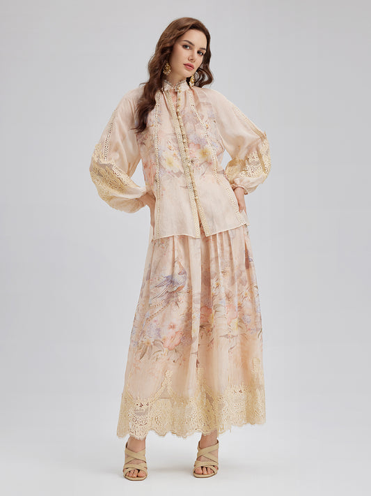 Silk-Linen Lace Baroque Set (Belt Not Included)