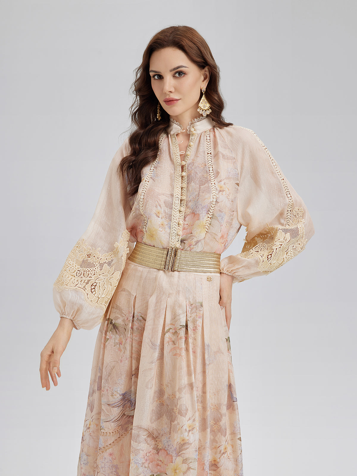 Silk-Linen Lace Baroque Set (Belt Not Included)
