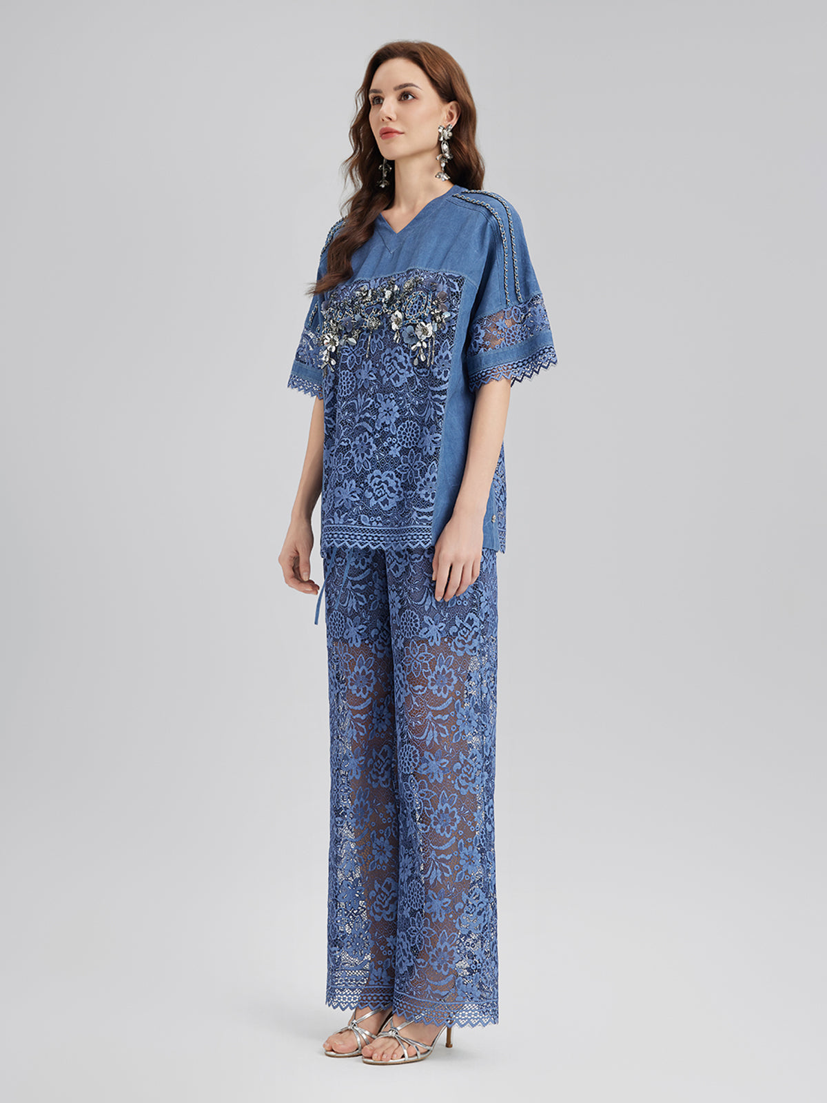 Sand Wash Lace Elastic Waist Pants