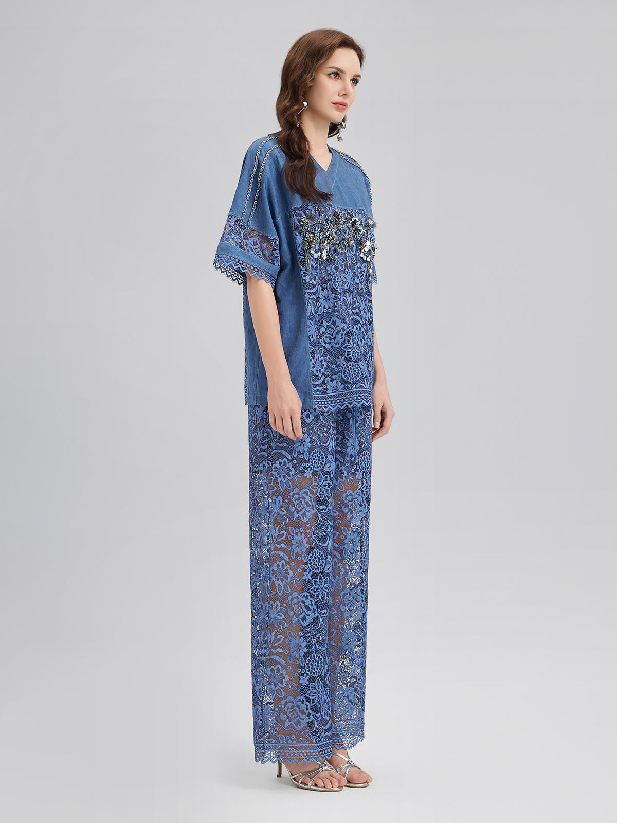 Sand Wash Lace Elastic Waist Pants