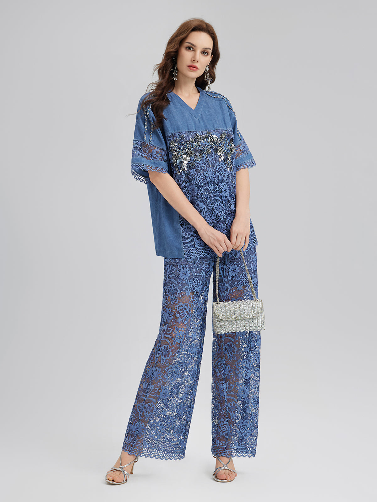 Sand Wash Lace Elastic Waist Pants