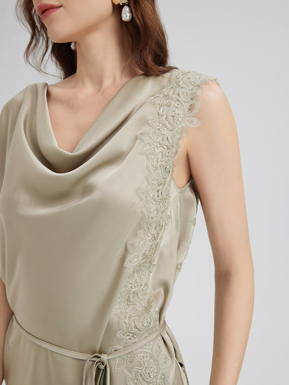 Cowl Neck Lace-Panel Mermaid Set