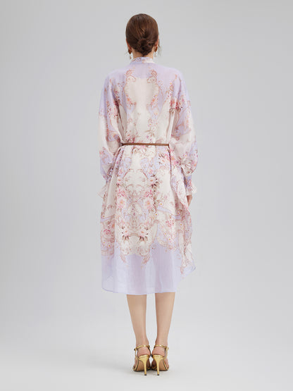 Tencel-Linen Printed Bow Dress
