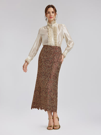 Water-Soluble Embroidery Concealed Zip Skirt